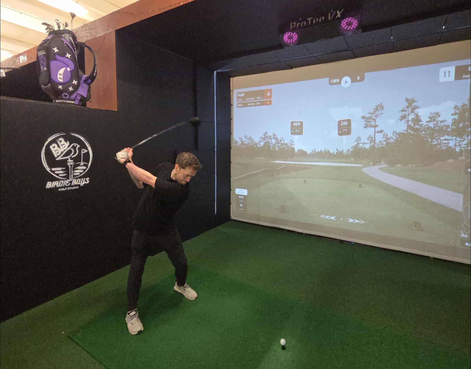 Inside Birdie Bays - premium indoor golf simulator bays